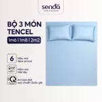 Bộ ga gối 3 món Lụa Tencel Sen Đá Home Bedding cao cấp họa tiết kẻ sọc, set 2 vỏ gối, 1 ga giường bo chun 1m6 1m8 2m2 — ảnh 1