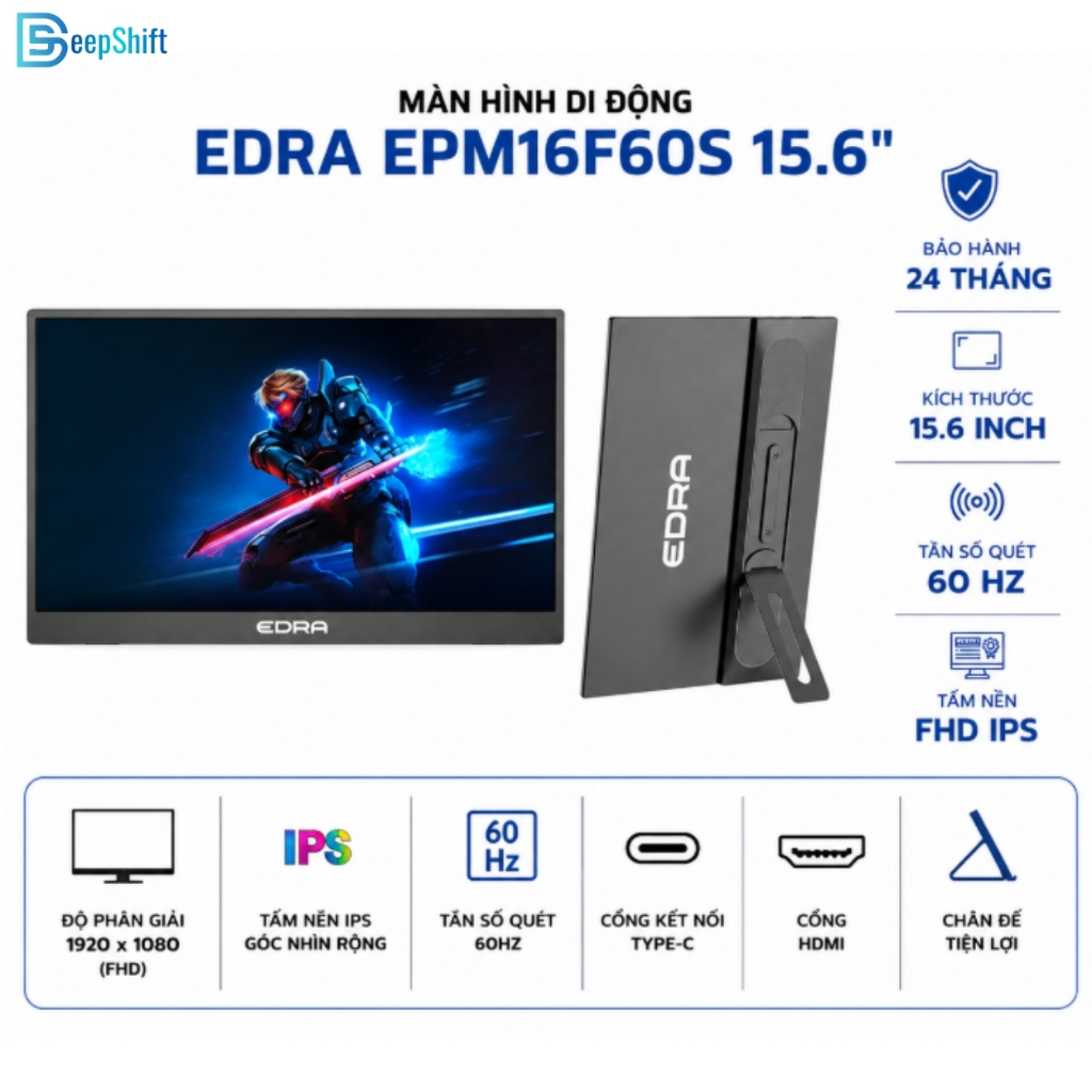 Màn Hình Di Động EDRA EPM16F60S 15.6 Inch FHD IPS 60Hz HDR10 | BigBuy360 - bigbuy360.vn