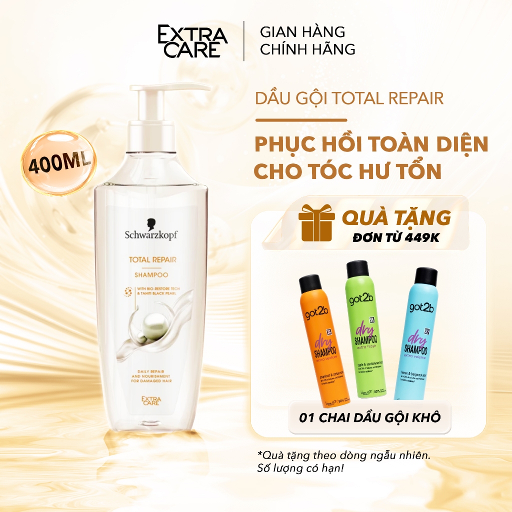 Dầu Gội Extra Care Total Repair Phục Hồi Toàn Diện Cho Tóc Hư Tổn 400ml