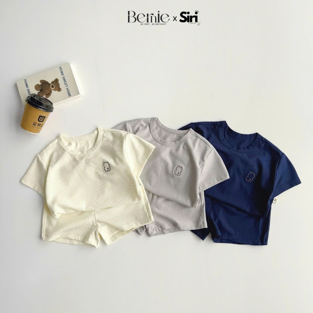 Bộ đồ cộc thun tăm lạnh mùa hè mát mẻ cho bé trai bé gái unisex 1 đến 7 tuổi Bernie x Siri H20804
