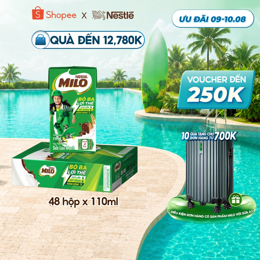 Sữa lúa mạch Nestlé® MILO® thùng 12 x 110ml (12x4x110ml)