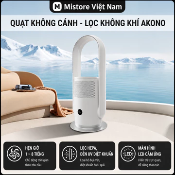 Quạt không cánh kiêm lọc không khí Akono-quạt lọc không khí 2 in 1 thông minh Akono màu trắng