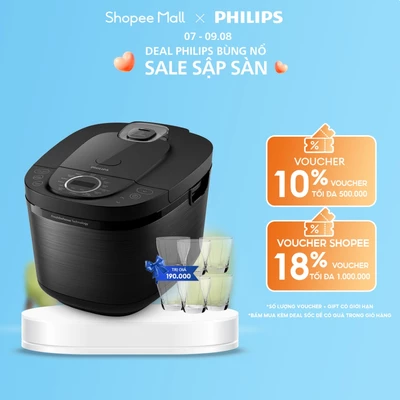 Nồi cơm điện tử Philips HD4814/31 (đen) 1.8 lít - Hàng Chính Hãng