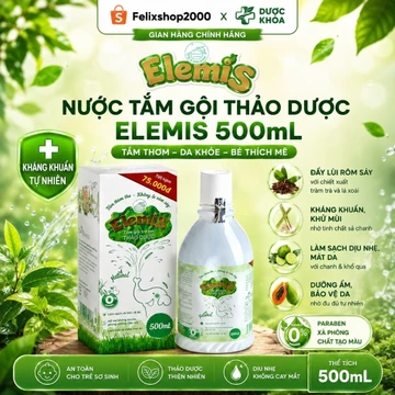 Nước Tắm Gội Thảo Dược Elemis 500mL Cho Bé Từ Sơ Sinh, Tắm Gội Giảm Rôm Sảy, Cứt Trâu, Chống Muỗi