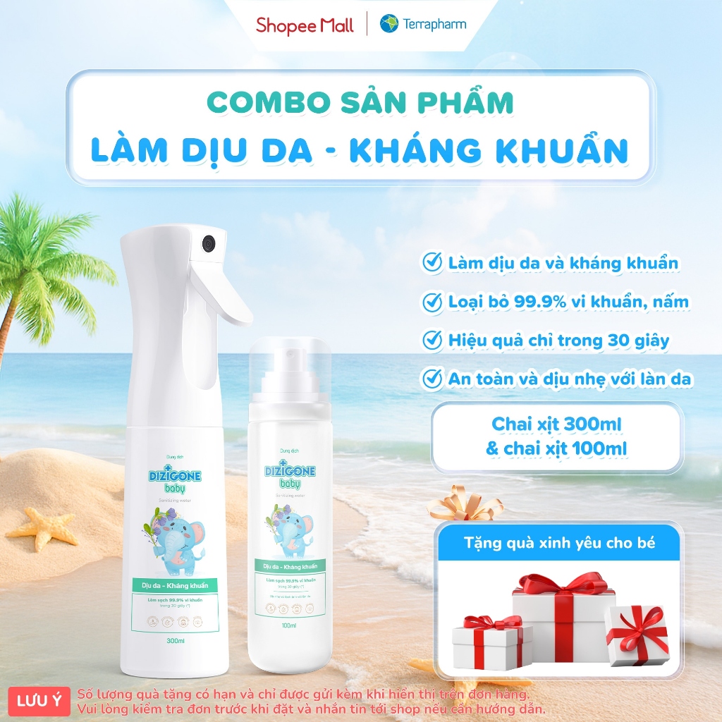 [COMBO] Xịt kháng khuẩn DIZIGONE Baby 300ml & Xịt kháng khuẩn DIZIGONE Baby 100ml