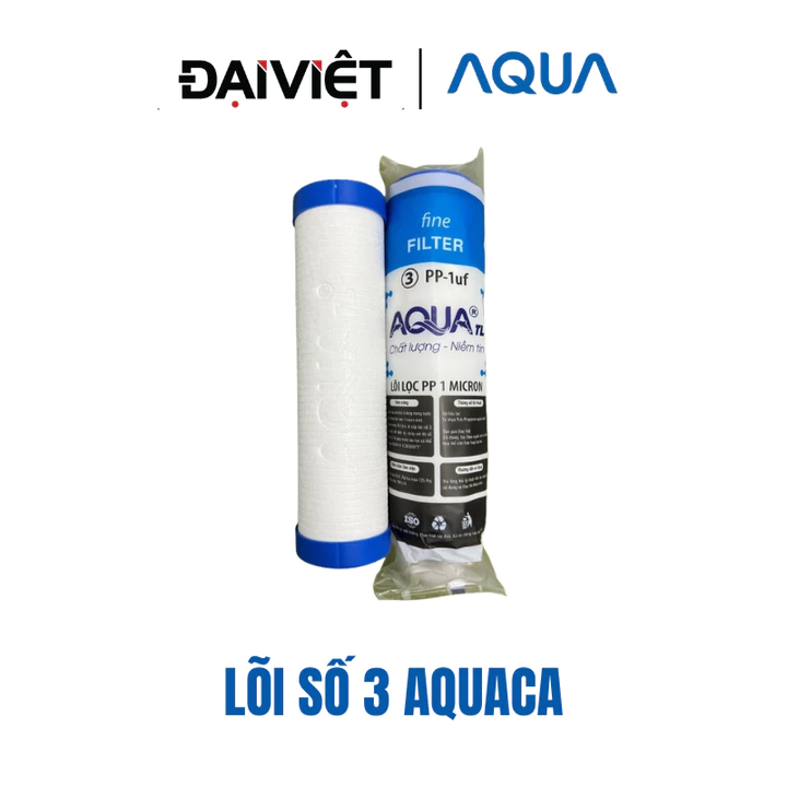 Lõi lọc PP 10" vằn Aqua | Lõi lọc số 3 aqua tinh giữ cặn mịn, tăng hiệu quả lọc cho máy lọc nước