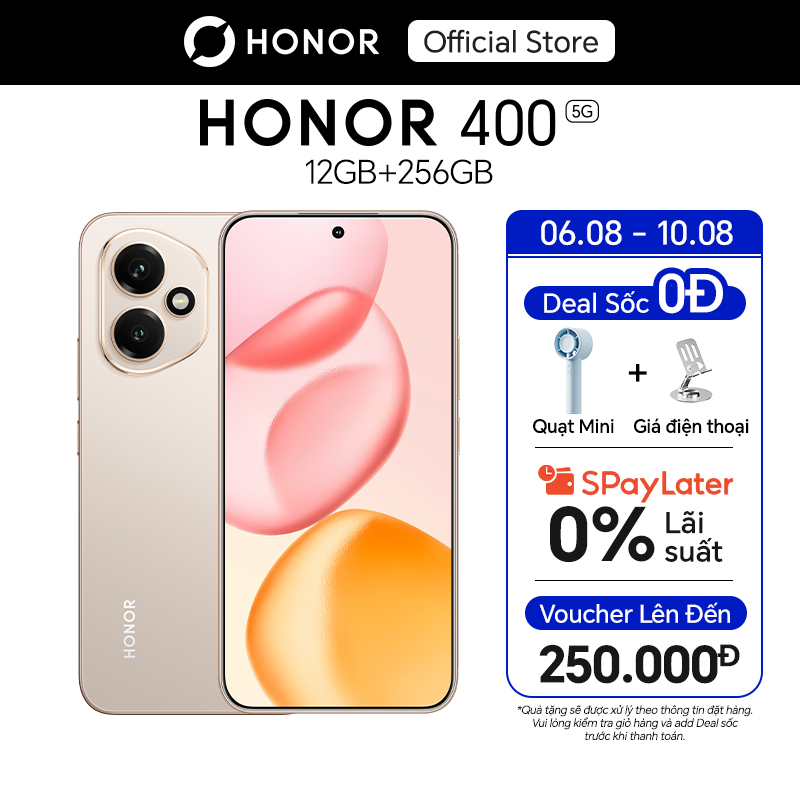 Điện Thoại HONOR 400 5G 12GB + 256GB | AI Camera 200MP, Sạc Nhanh 80W | Snapdragon 7 Gen 3 | BH 24 Tháng