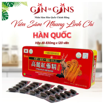 Viên Đạm Hồng Sâm Nhung Hươu Linh Chi, Hộp Đỏ 120 Viên - Đạm Sâm Tổng Hợp Hàn Quốc - GinGins Shop