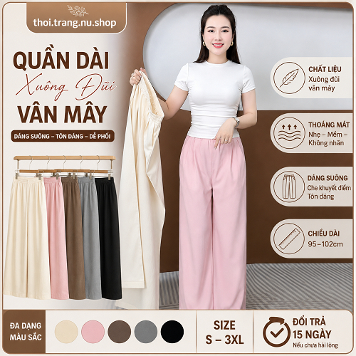 [Combo 2 quần] Quần Ống Suông Chất Đũi Cạp Chun Lưng Cao dài 95-102cm phong cách nhật chất nhẹ -mát Lên Dáng Siêu Xinh