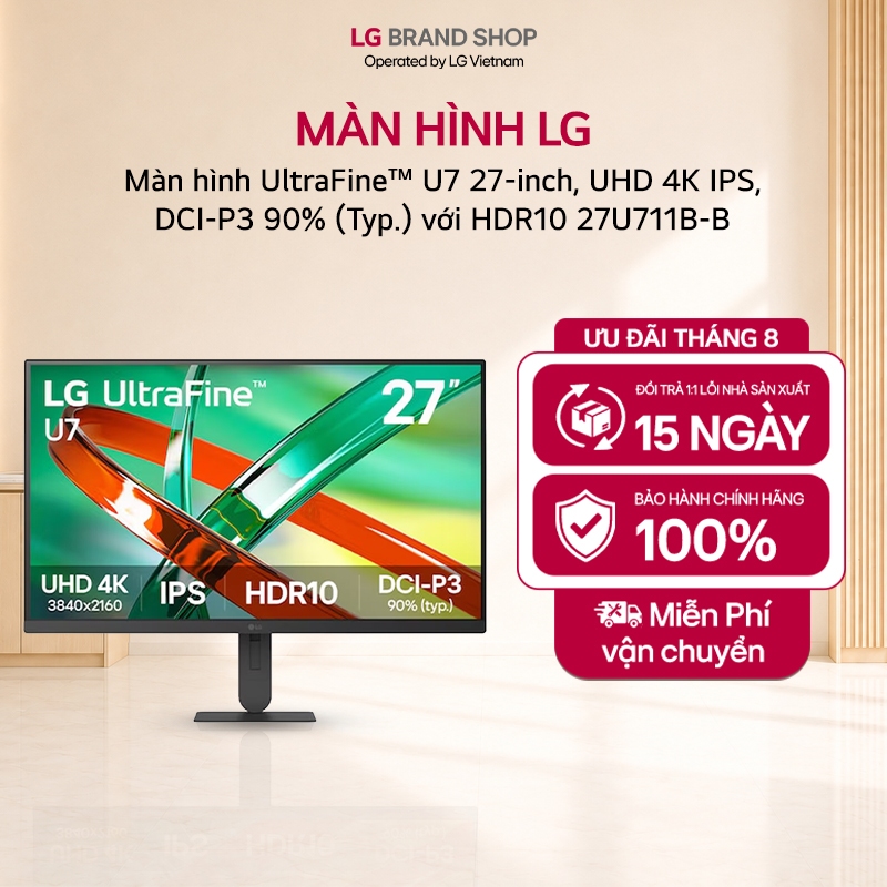 [Chỉ giao miền Nam/Bắc] Màn hình UltraFine™ U7 27-inch, UHD 4K IPS, DCI-P3 90% (Typ.) với HDR10 27U711B-B
