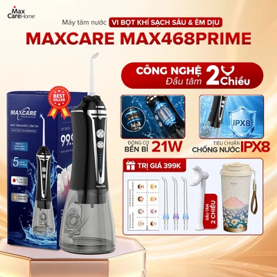 Máy Tăm Nước Cầm Tay Công Nghệ Nhật Bản Maxcare Max468Prime 5 Chế Độ, Thiết Kế Nguyên Khối 300ml