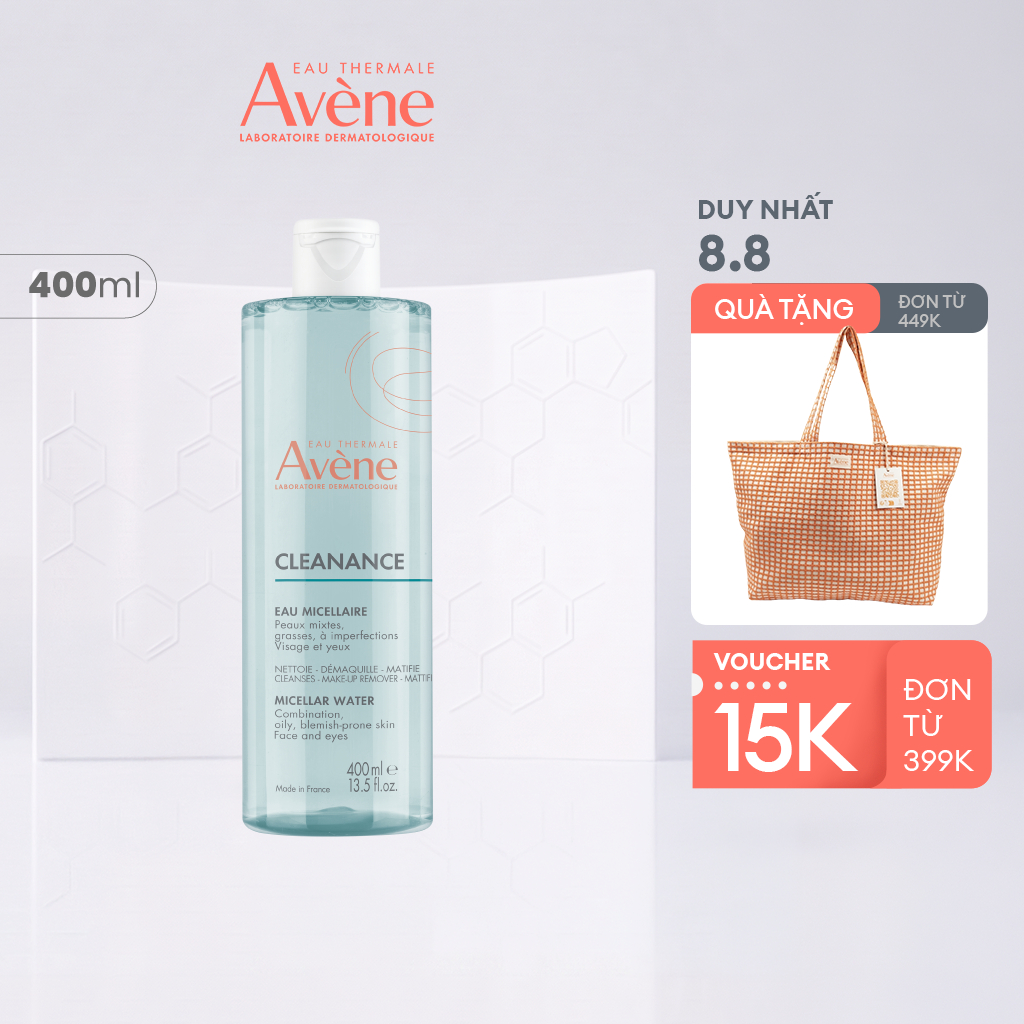 Nước tẩy trang cho da dầu mụn Eau Thermale Avène CLEANANCE Micellar Water làm sạch bụi bẩn bã nhờn lớp trang điểm 400ml