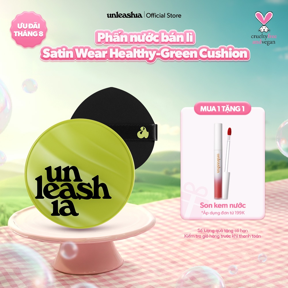 Phấn nước bán lì UNLEASHIA Satin Wear Healthy-Green Cushion SPF30/PA++ 15g