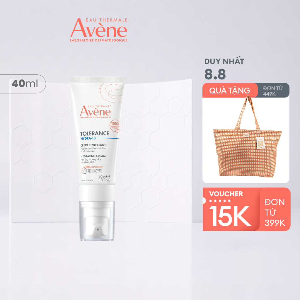 Kem dưỡng ẩm giúp làm dịu bảo vệ da Avène TOLERANCE Hydra-10 Hydrating Fluid cho da thường, da hỗn hợp 40ml