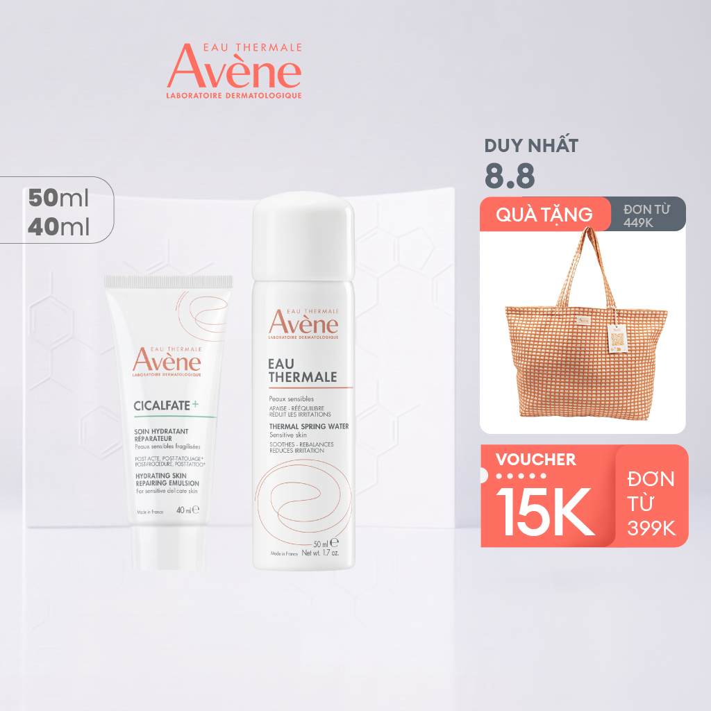 Combo Sữa dưỡng phục hồi cho mọi loại da Cicalfate Emulsion 40ml và Xịt khoáng cấp ẩm 50ml