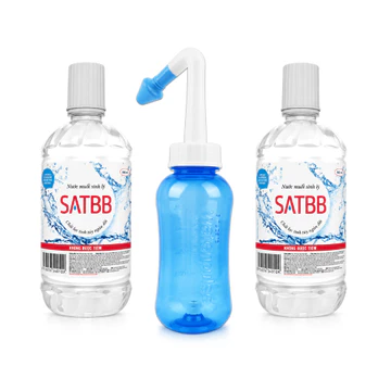 Bình rửa mũi Waterpulse 300ml và 500ml, bình vệ sinh mũi cho bé và người lớn, dụng cụ rửa mũi + 2 lit nước muối rửa mũi