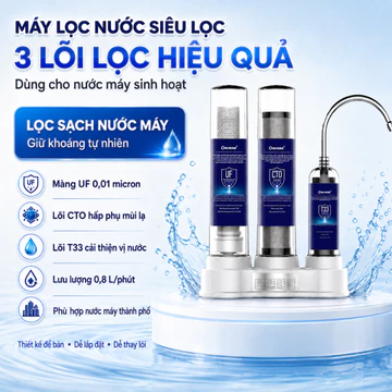 Máy Lọc Nước Siêu Lọc 3 Lõi UF–CTO–T33, Không Dùng Điện, Giữ Khoáng Tự Nhiên ONE HOME