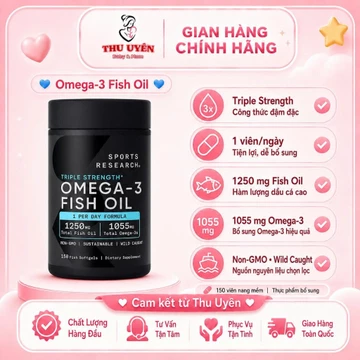 Viên Uống Dầu Cá Hỗ Trợ Sức Khỏe Sports Research Triple Strength Omega-3 Fish Oil