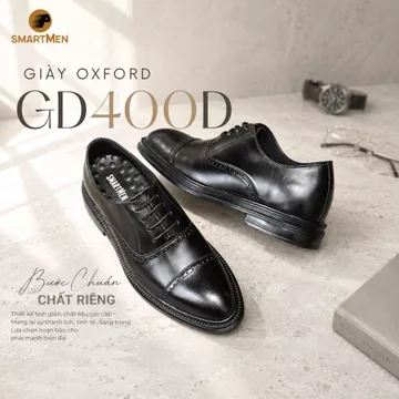 Giày Oxford giày da nam Cao cấp Smartmen GD400-D Tăng chiều cao 5cm, Da bò thật, đế cao su êm ái