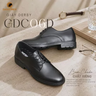 Giày derby nam, Da bò thật GDC-06-D SMARTMEN ,Tăng chiều cao bí mật 5cm, Đế cao su siêu êm
