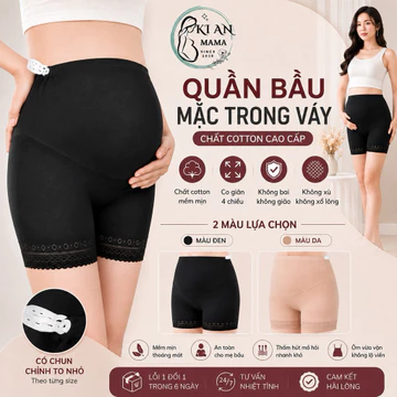 Quần mặc trong váy Ki An cho bà bầu, quần bầu mặc váy💗vải cotton cao cấp💞quần bầu Free size 43~<70kg