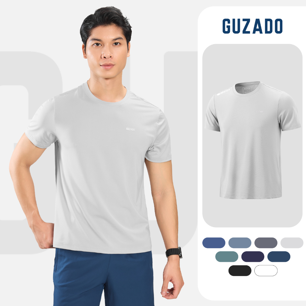 Áo thể thao nam Guzado Vải Coolmax dệt lỗ kim thoáng khí mau khô Co Giãn Vận Động Thoải Mái GTS04