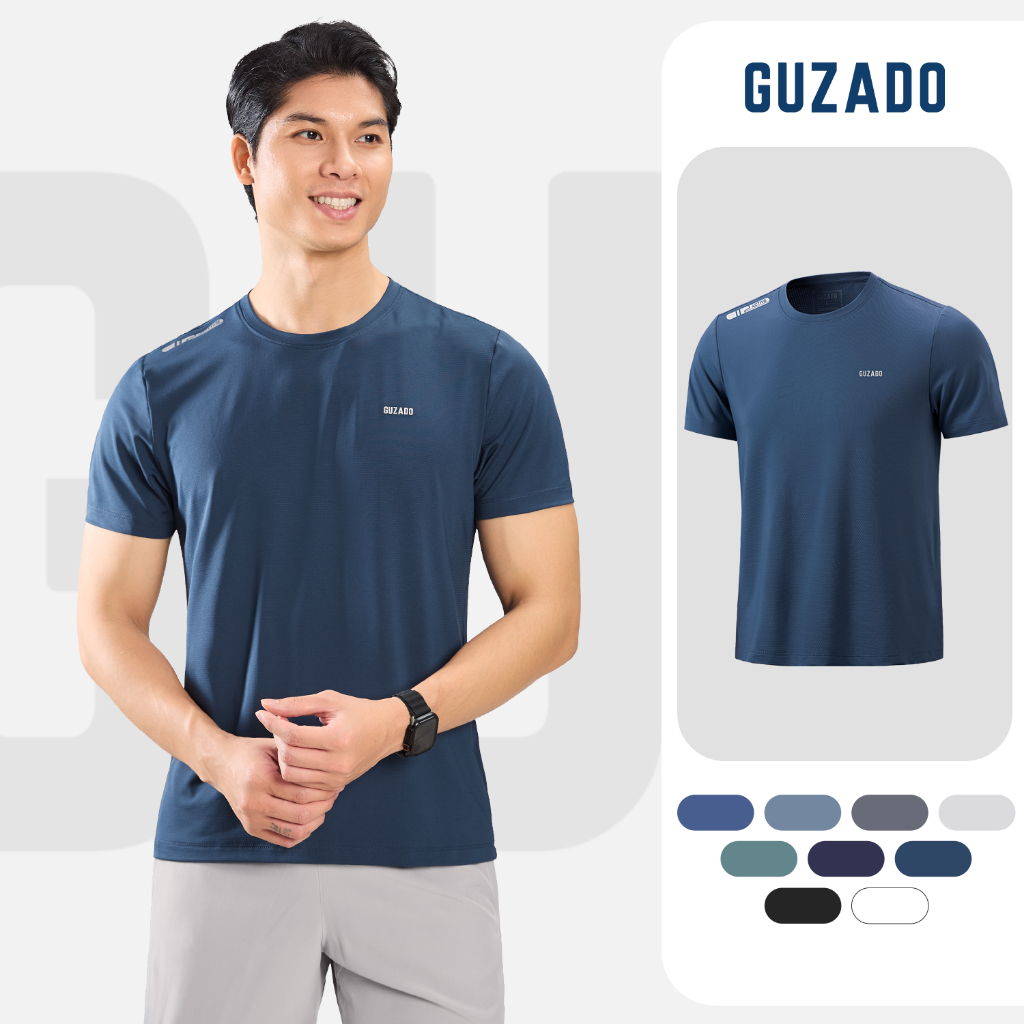 Áo Thun Thể Thao Nam GUZADO Coolmax Cao Cấp, Thấm Hút Mồ Hôi Tốt, Co Giãn Linh Hoạt GTS-GATS25S006
