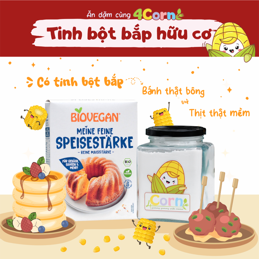 Tinh bột bắp hữu cơ Biovegan – Cho bé 6m+