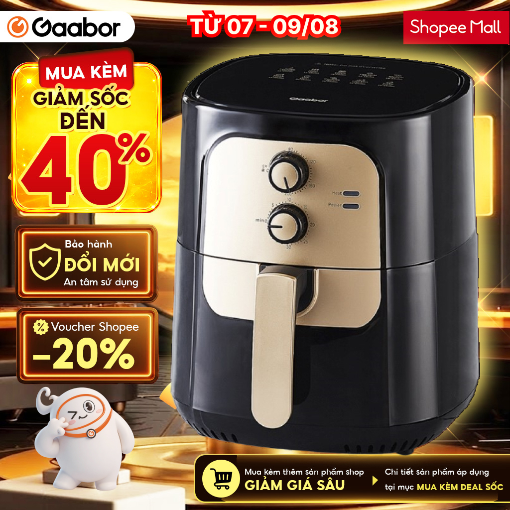 Nồi chiên không dầu GAABOR 6.5 lít AF65M-BK01A dung tích lớn, công suất mạnh 1400W nồi chiên đa năng
