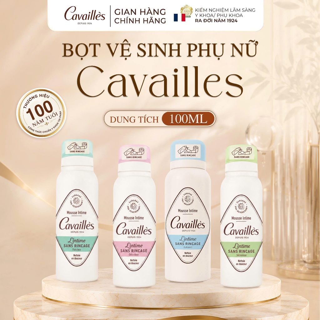 Bọt Vệ Sinh Phụ Nữ CAVAILLÈS 100ML | Không Cần Rửa Lại, Siêu Dưỡng Niêm Mạc, Bổ Sung Lợi Khuẩn