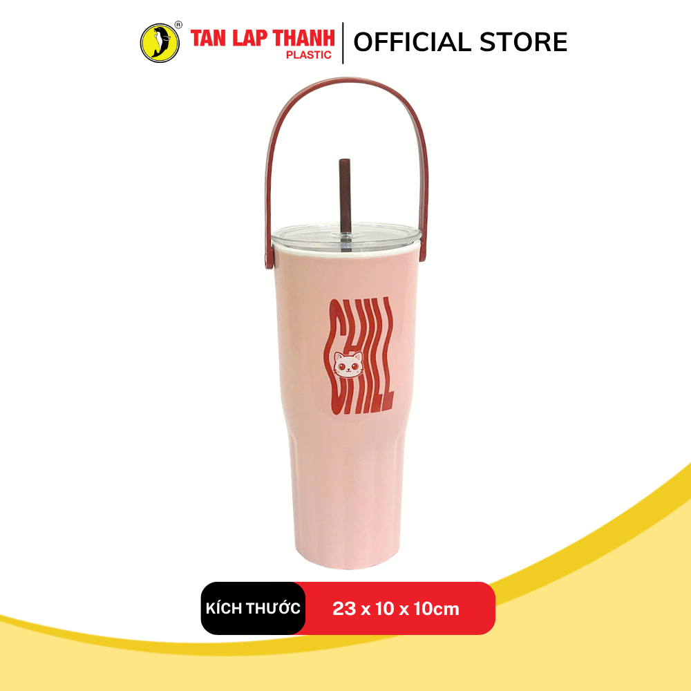 Bình Chill giữ nhiệt 1L Tân Lập Thành, ly đựng nước có quai xách nhựa PP an toàn màu pastel xinh xắn | BigBuy360 - bigbuy360.vn