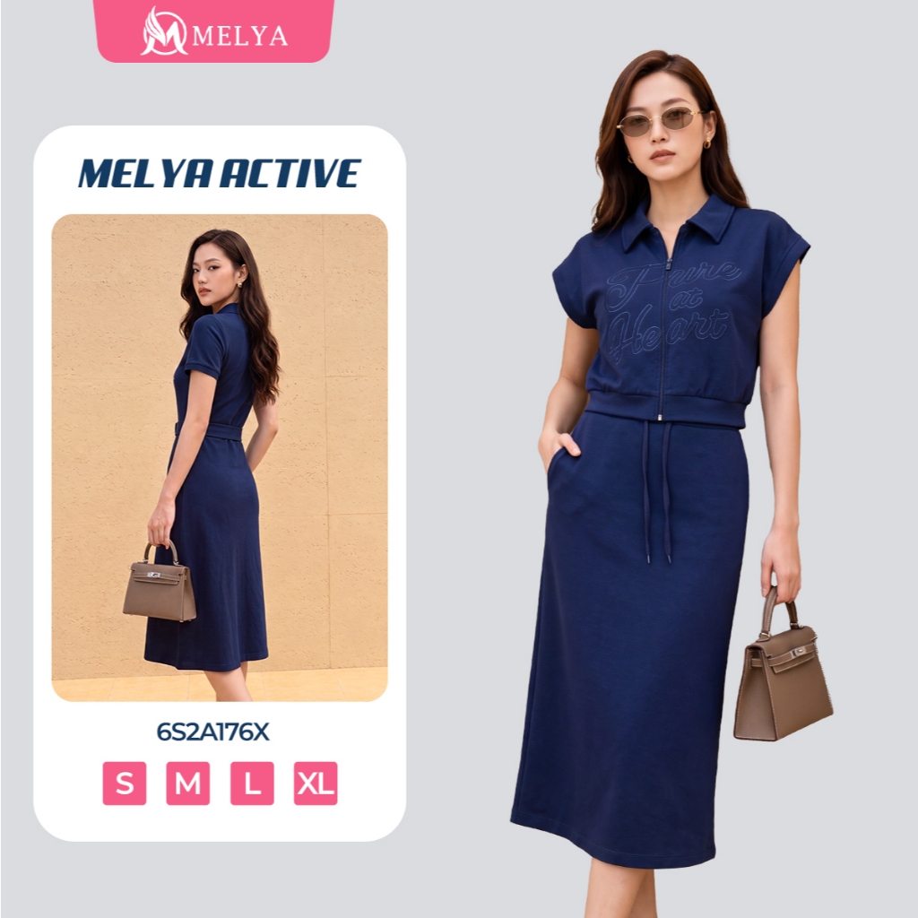 Set Áo Váy MELYA 6S2A176X Pure At Heart – Xanh Tím Than Thanh Lịch, Mềm Mại, Tôn Dáng