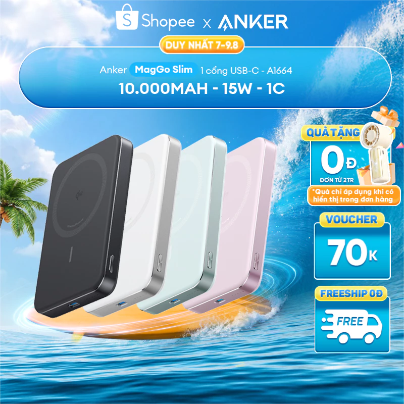 Sạc Dự Phòng Từ Tính Anker MagGo 10.00mAh 15W | Đạt chuẩn Qi2 | Siêu mỏng nhẹ | Cho iP12 trở lên - A1664 — ảnh 1