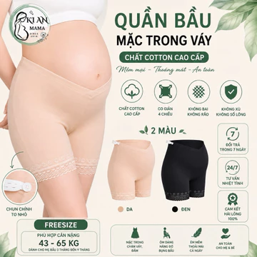 Quần bầu mặc váy Ki Anquần mặc váy bầuchất liệu cotton co giãn 4 chiềucó chun chỉnh to nhỏ theo từng thai kỳ QTVVN