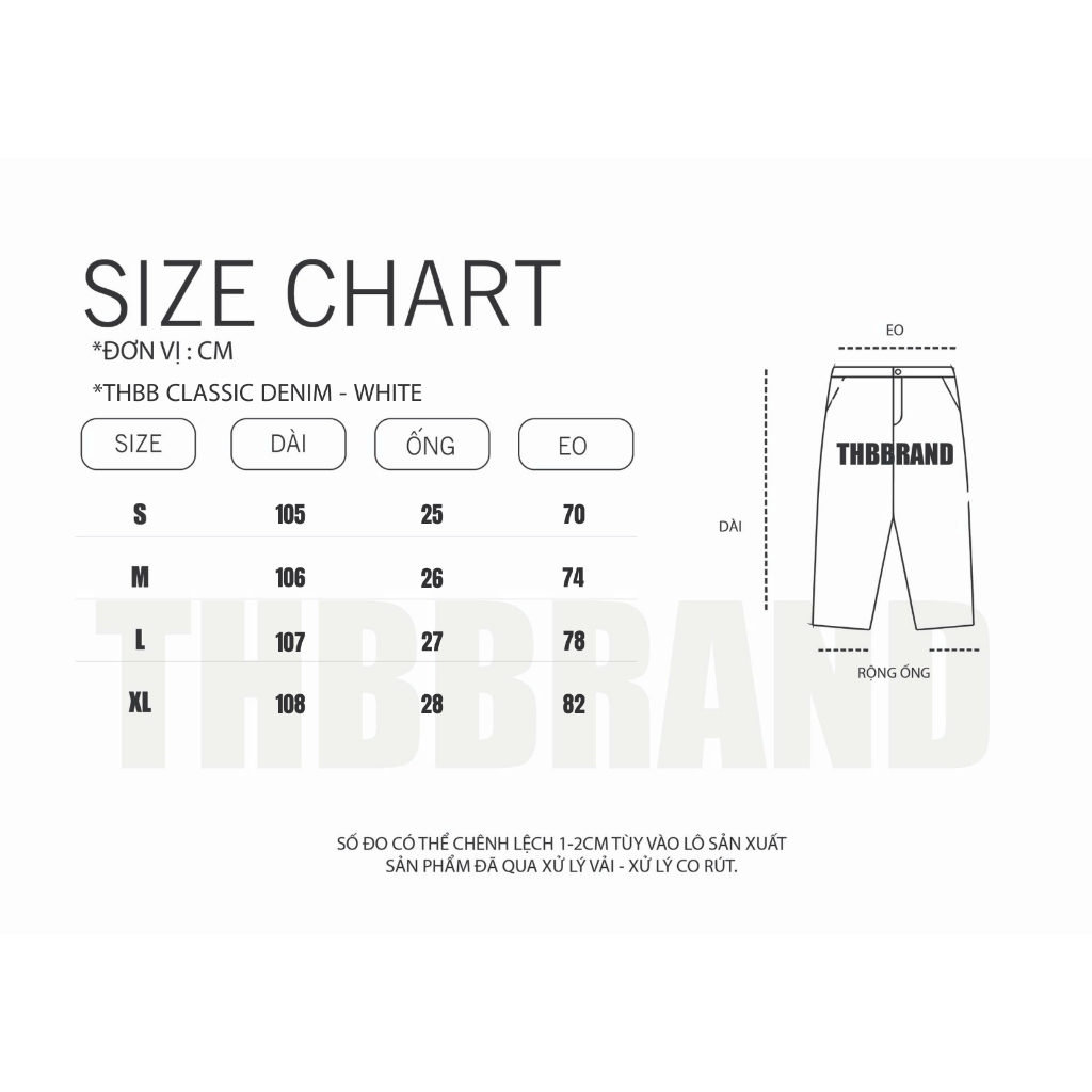 Quần Jean dài ống rộng “THBB CLASSIC - WHITE” - form Baggy Fit / THBBRAND | BigBuy360 - bigbuy360.vn