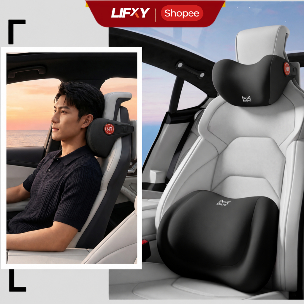 Gối tựa ô tô công thái học cao cấp, Cao su non Memory Foam mềm mại êm ái - The ComfyPrime LIFXY