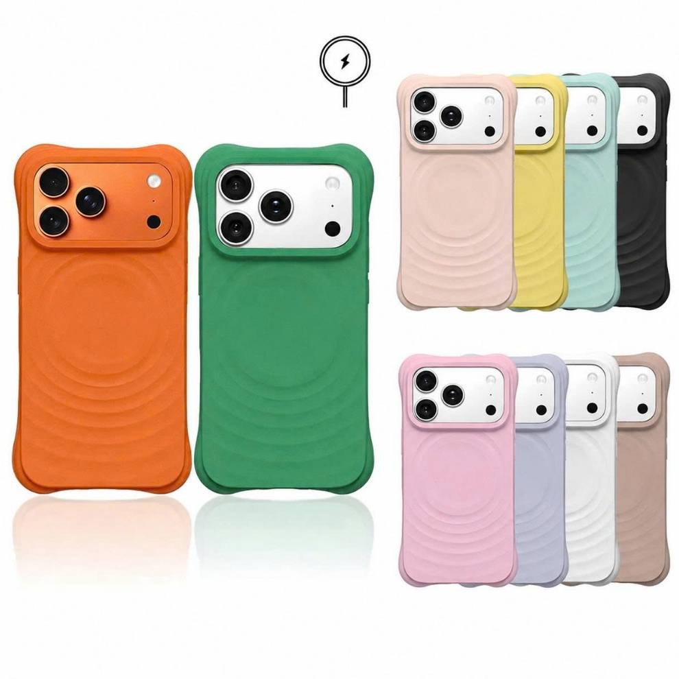 Ốp Lưng iPhone Gợn Sóng Từ Tính, Sạc Không Dây Chống Rơi Vỡ Cao Cấp cho iP iP 11/12/13/14/15/16/17/18/Pro/Max