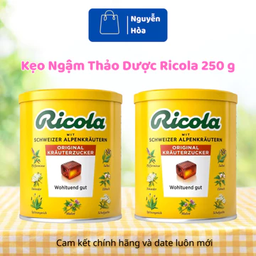 Combo 2 Hộp Kẹo Ngậm Thảo Dược Ricola Thụy Sĩ Hộp Thiếc 100g/250g - Kẹo Ngậm Thảo Mộc Giảm Ho Thông Cổ Mát Họng