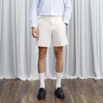 Quần short linen nam Ben & Tod RE2215 BE551 chất linen cao cấp đứng form nam tính thiết kế sidetab — ảnh 1