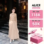 Set Thu Đông Alice Cao Cấp Chất Kaki, Áo Khoác Lửng Kèm Đai Phối Chân Váy Xếp Li Dáng Dài Maxi Phù Hợp Dạo Phố S1029 — ảnh 1