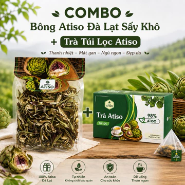 [Combo] 1 túi bông Atiso + 1 hộp trà Atiso túi lọc - Đặc sản Đà Lạt - Hàng loại 1 cao cấp