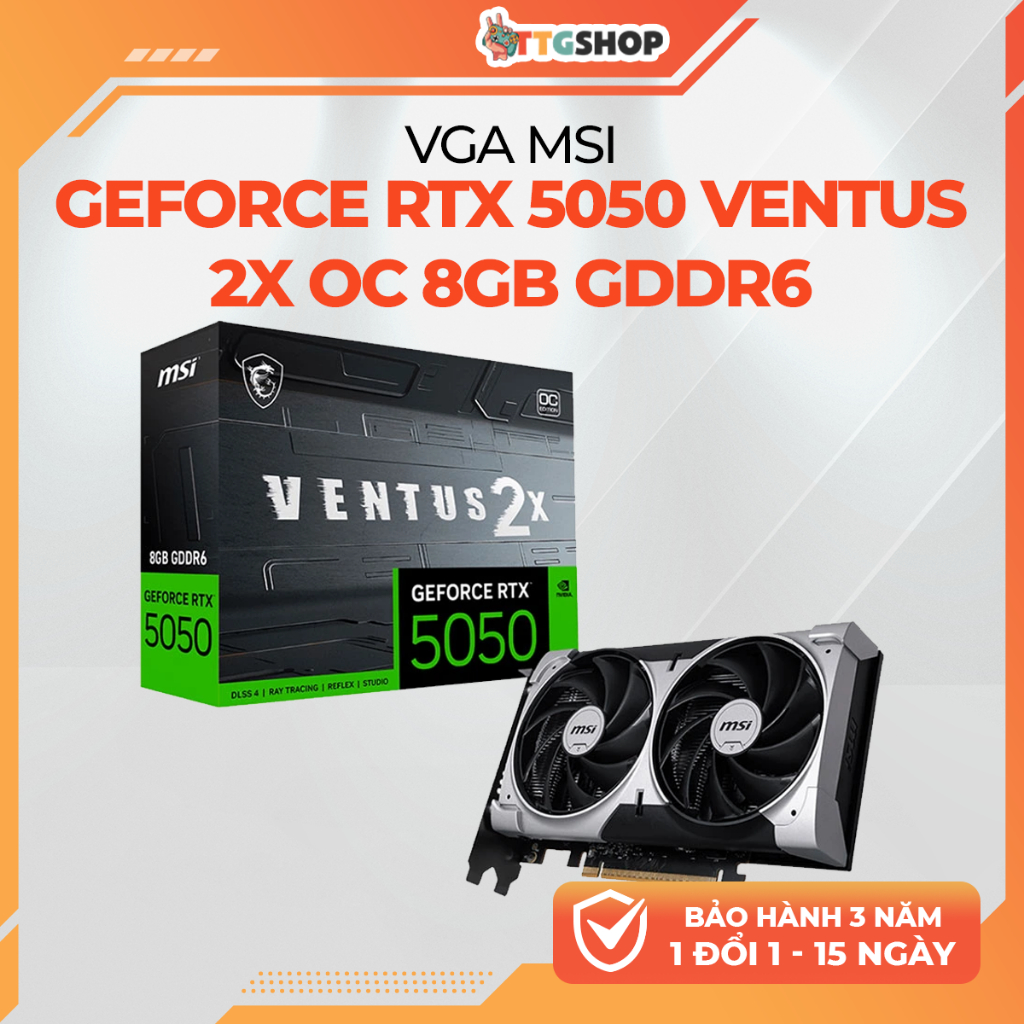 VGA MSI GeForce RTX 5050 VENTUS 2X OC 8GB GDDR6 128Bit PCIe Gen5