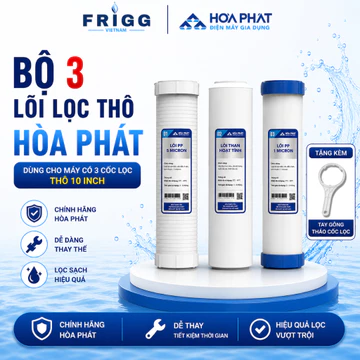 Bộ 3 lõi lọc thô 123 Hòa Phát dùng cho máy lọc nước RO gia đình lắp 3 cốc 10inch, Lõi lọc nước Hòa Phát Chính Hãng