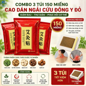 AT2601-Combo 3 Túi 150 Miếng Dán Ngải Cứu Giảm Đau Cổ Vai Gáy, Cao Dán Ngải Cứu