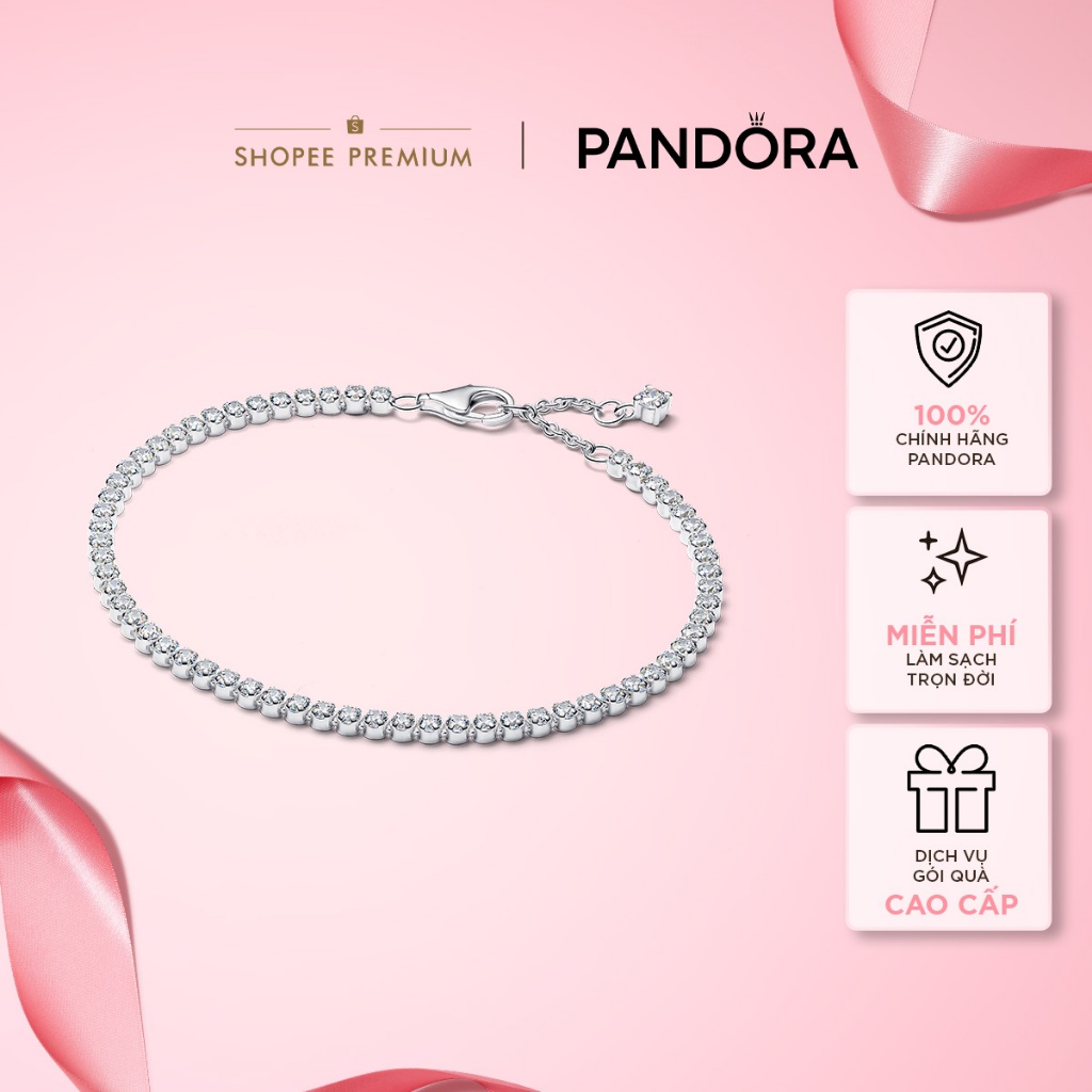 Vòng Tay Tennis Pandora Timeless Bạc Đính Đá Bản Nhỏ - Sparkling Tennis Bracelet
