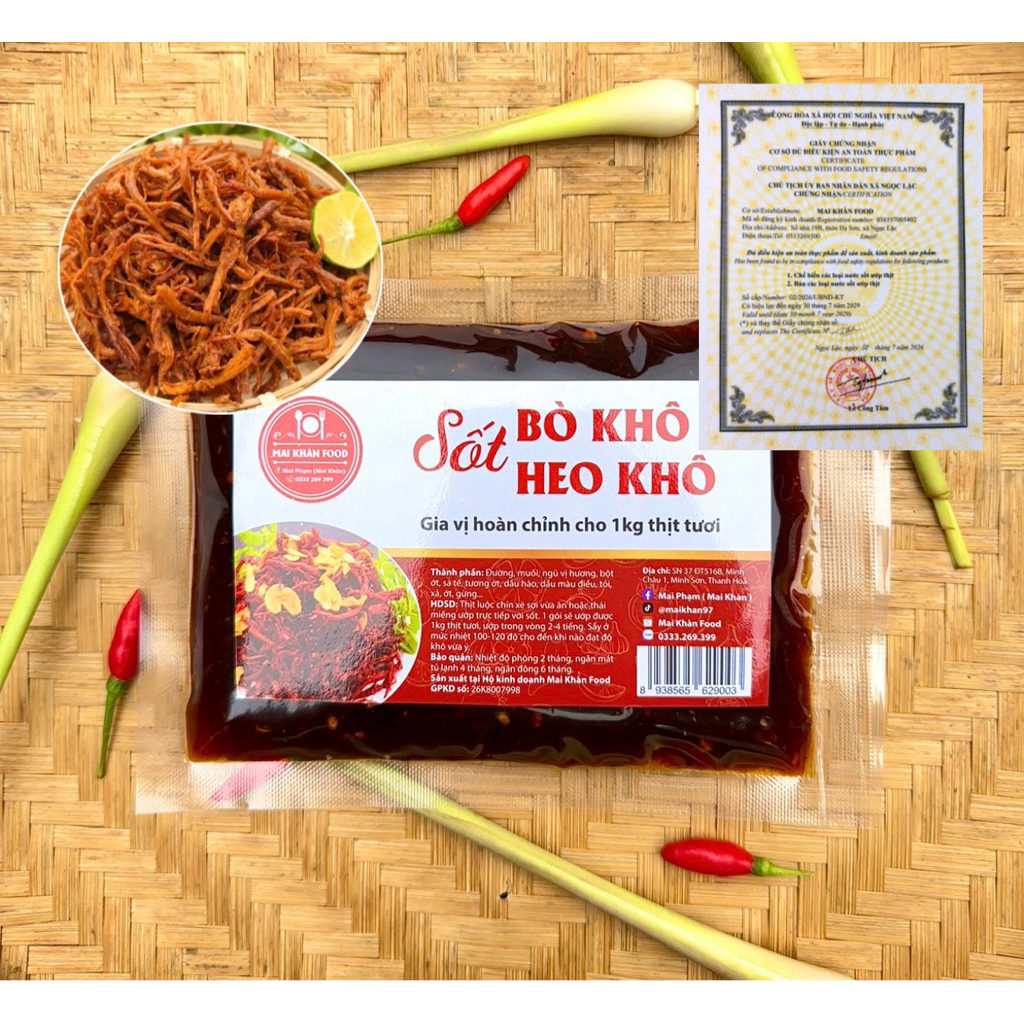 Sốt Ướp Khô Bò, Khô Heo (Túi 220g) Ướp được 1-1,2kg thịt tươi