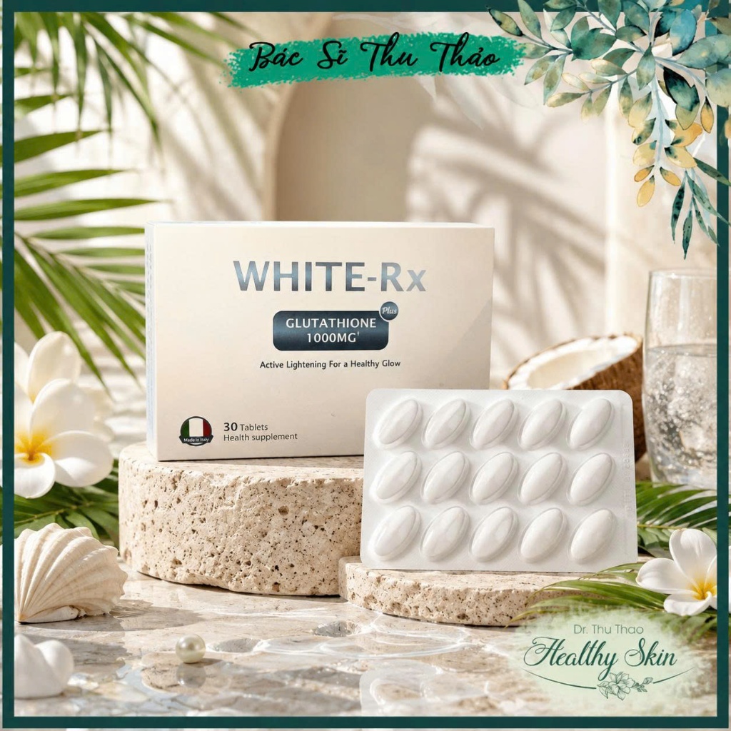 30viên] Viên uống hỗ trợ sáng da, cải thiện sắc tố White - Rx Glutathione 1000mg