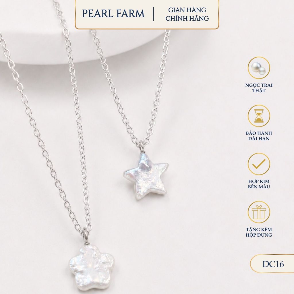 Dây Chuyền Mặt Ngọc Trai Dáng Phù Điêu Ngôi Sao Và Bông Hoa Titan Pearl Farm