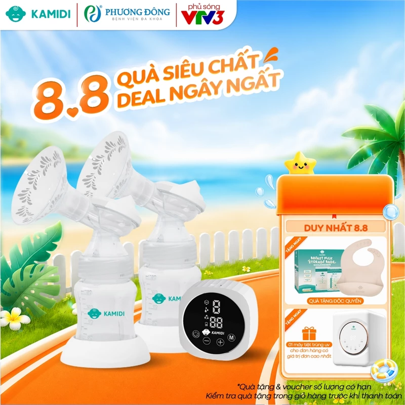 Máy Hút Sữa Có Dây Kamidi Max Máy Hút Sữa Điện Đôi Phễu Hút Silicon Mềm Mại Kèm Bình Sữa Có Núm Ti Cho Bé — ảnh 1