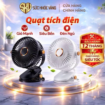 [Quạt Kẹp Chính Hãng ] Quạt tích điện để bàn, kẹp bàn, kẹp xe đẩy, quạt mini chính hãng , Có đèn